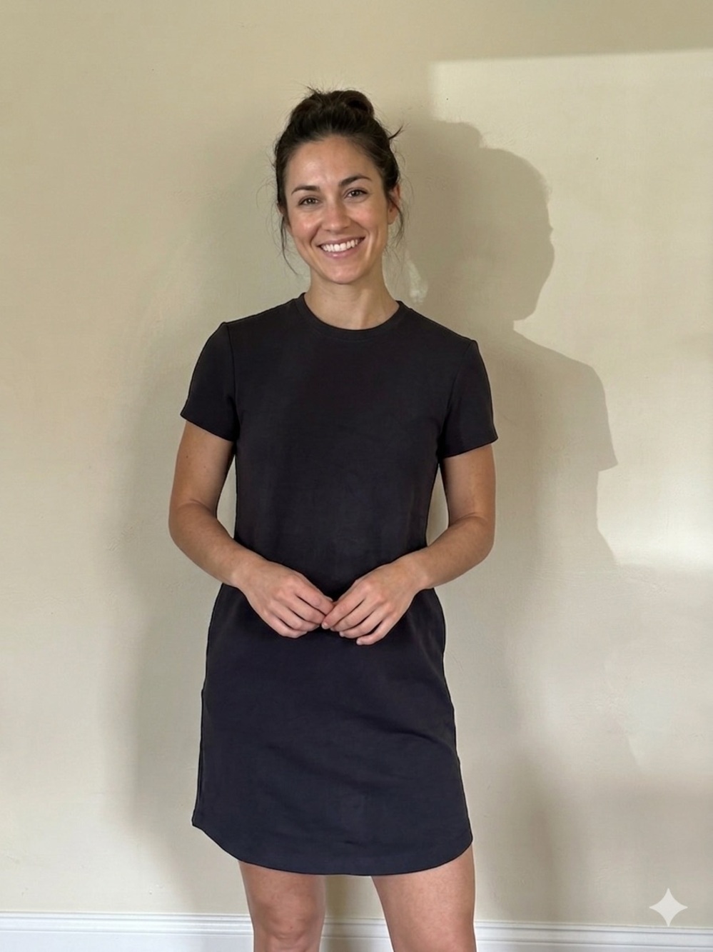 Classic Short Sleeve Mini Dress - Black